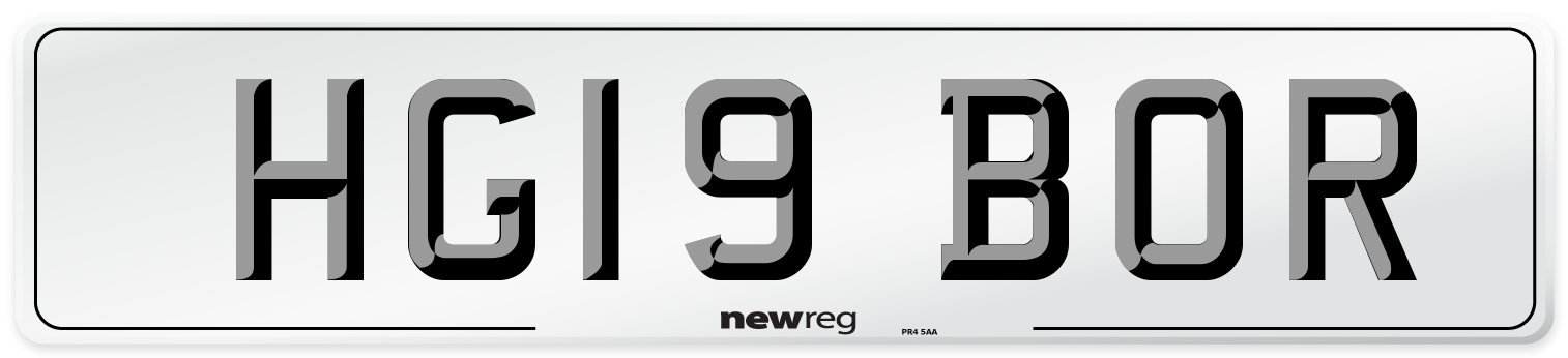 HG19 BOR Number Plate from New Reg